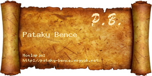 Pataky Bence névjegykártya